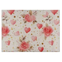 Valentine's Pink Watercolor Roses and Hearts