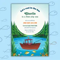 Fishing Themed Boy First Birthday Party Invitation