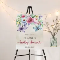 Floral Butterflies Baby Shower Welcome Sign