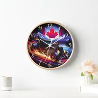 Hot rod racing through Canadian mountains sunset Clock