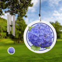 Blue Hydrangea Flower Botanical Art Wind Chime