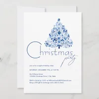 Minimalist Hygge White and Blue Christmas Party Invitation