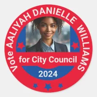 2024 Local Election Custom Photo Campaign Template Classic Round Sticker