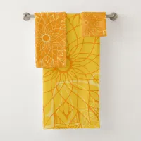 Monochrome Orange Mandala Bath Towel Set