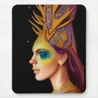 All That Glitters - Cosmic Goddess Portrait Mouse Pad