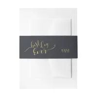 Modern String Lights Best Day Ever Gold ID585 Invitation Belly Band