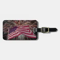 American Flag and Fireworks Luggage Tag