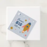 Dream Big Little One Cute Cartoon Space Rocket Favor Tags