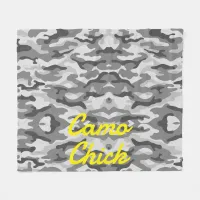 Girly Camouflage Black & White Monogram Yellow | Fleece Blanket