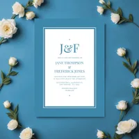 Retro Blue Wedding Invitation