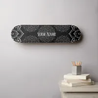 White and Black Mandala Skateboard