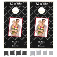 Black Lawn Wedding Game Photo White Font Cornhole