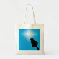 Tote Bag - Black Cat Silhouette and Star