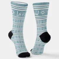 Southwest Winter Snowflakes Fun Personalized Blue Socks