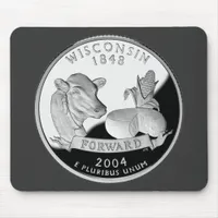 Faux Wisconsin State Quarter Cow Cheese Corn Farm Mouse Pad