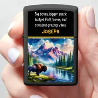 Buffalo by a Serene River in Nature Zippo Lighter