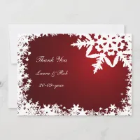 red winter wedding Thank You Invitation