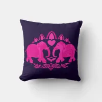 Festival Elephants Pink Blue Decorative Throw Pillow