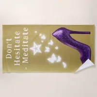 Purple Glitter High Heel Shoe on Gold | Beach Towel