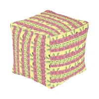 Cactus Brights Yellow Stripe Cube Pouf