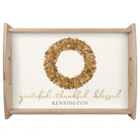 Elegant Autumn Leaves Thanksgiving Wreath Family Serving Tray