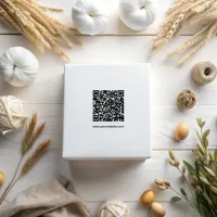 Simple Modern QR Code And Website Wood Art Stamp