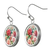 Whimsical Rose Pattern Earrings