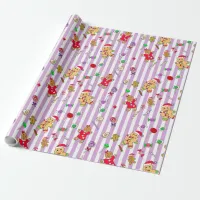 Whimsical Gingerbread Men and Christmas Candy Wrapping Paper