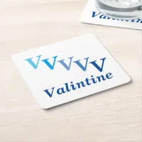 Paper Coaster - Name and Initals (blue)