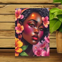 Pretty Lady of Color Pink Flowers Birthday Card