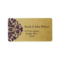 purple gold elegance return address label