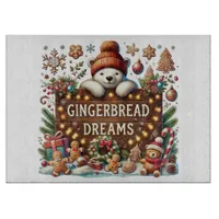 Cute Polar Bear Gingerbread Dreams Cutting Board