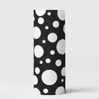 White Polka Dots on Black | Pillar Candle
