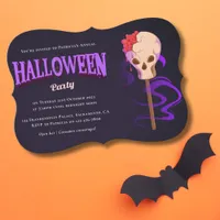 Adult Costumes & Cocktail Skull Halloween Party Invitation