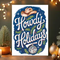 Howdy Holidays Cowboy Disco Christmas Card