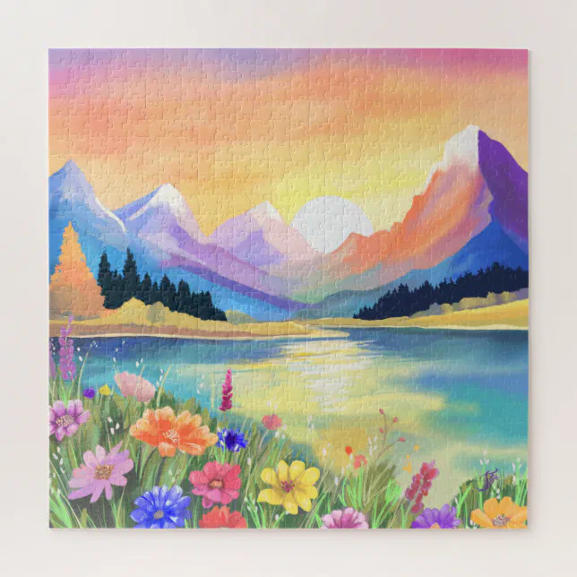 Dreams by the Mountains Lake Sanctuary Jigsaw Puzzle