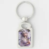 Beautiful February Fairy in Violets Keychain