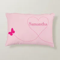 Personalized Hot Pink Butterfly Accent Pillow