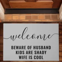 Welcome Kids Are Shady Funny Family Gray Doormat