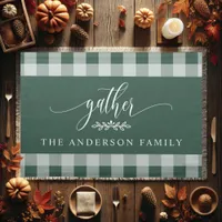 Gather Thanksgiving Green And White Buffalo Check  Cloth Placemat