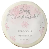 Pink Baby its Cold Outside Winter Baby Shower Sugar Cookie