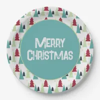 Multicolor Christmas Trees Pattern Paper Plates