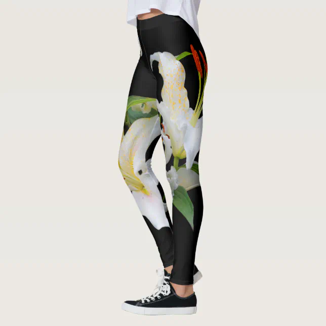 Elegant Casablanca White Oriental Lilies Leggings