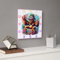 Celebrate good vibes with a party-loving ape square wall clock