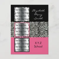 chic pink triple photo Graduation Invitation