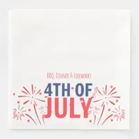 Minimalist Red Fireworks with Customizable Space Paper Dinner Napkins