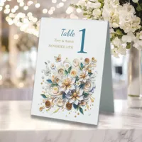 Paper Quilling Flowers Wedding Reception  Table Tent Sign