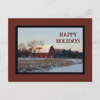 Snowy Country Barn Happy Holidays Holiday Postcard