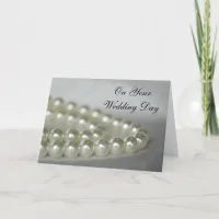 White Pearls Wedding Day Card