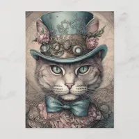 Cute Cat With a Steampunk Tophat Postcard